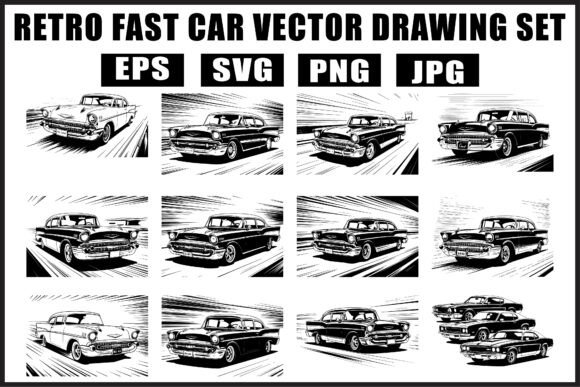 Download Retro Fast Car Vector SVG Bundle - Svg Collection