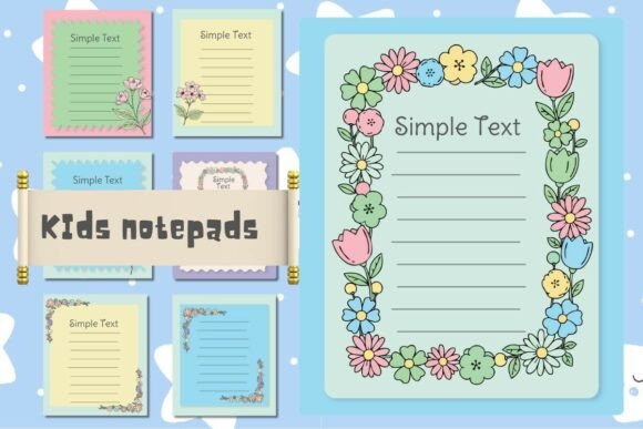 Download Cute Floral Kids Notepads Printable SVG - Svg Collection