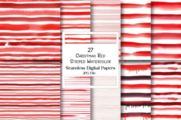 Download Christmas Red Striped Watercolor Pattern - Premium Resources