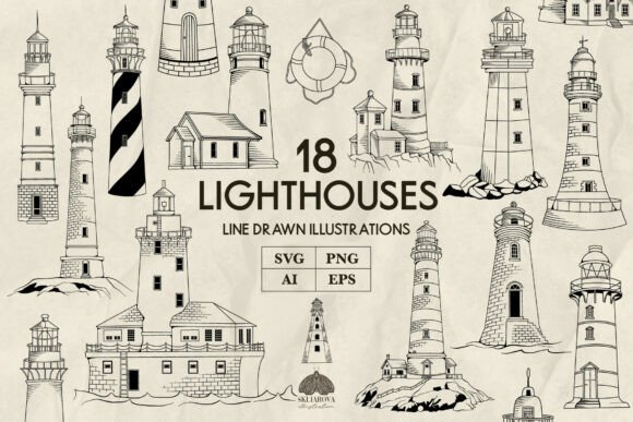 Download Lighthouse Line Art Svg Png Eps Bundle - Svg Collection