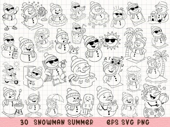 Download Funny Summer Snowman SVG Clipart Set - Svg Collection