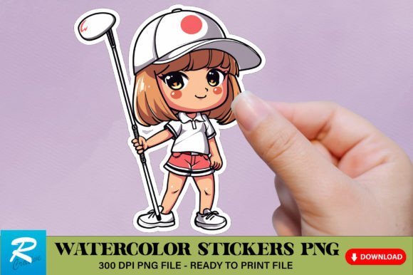 Download Cute Chibi Golf Girl Sticker Clipart PNG - Premium Bundle
