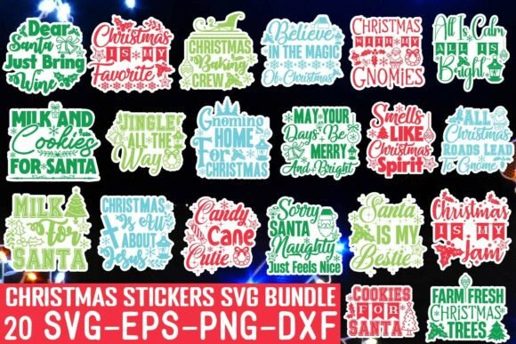 Download Christmas Stickers SVG Bundle - Svg Collection