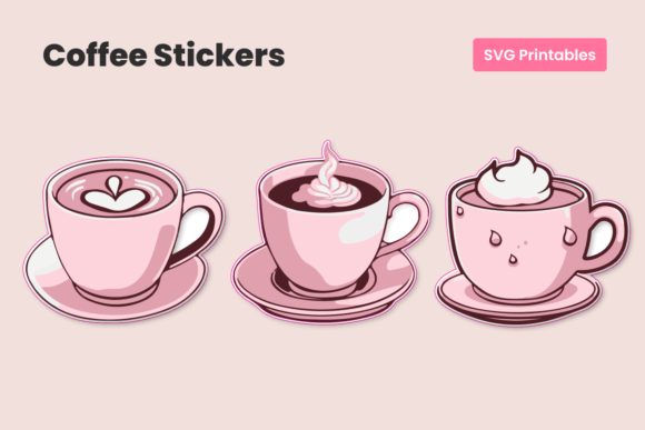 Download 3 Kawaii Coffee Stickers | Printable SVG - Svg Collection