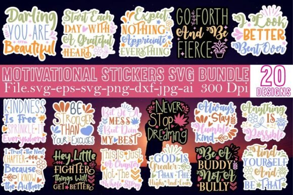 Download Motivational Stickers SVG Bundle - Svg Collection