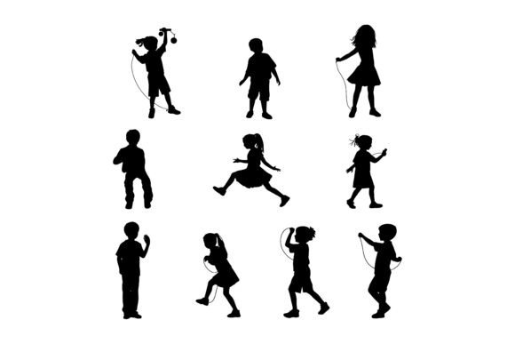 Download Playing Kids Silhouettes Set Design SVG - Svg Collection