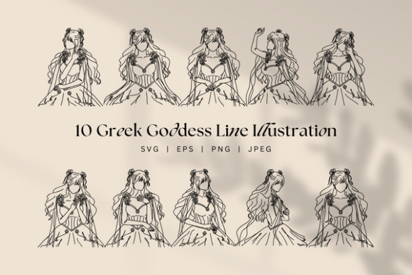 Download Greek Mythology Eternal Goddess Lineart - Holo Collection
