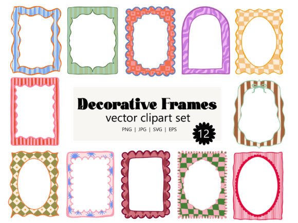 Download Decorative Retro Frames Clipart Set SVG - Svg Collection