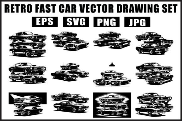 Download Retro Fast Car Vector SVG Bundle - Svg Collection