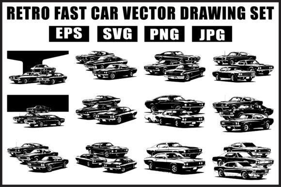 Download Retro Fast Car Vector SVG Bundle - Svg Collection