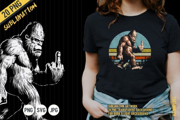 Download Bigfoot Middle Finger Shirt SVG PNG - Svg Collection