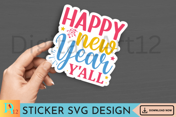 Download Happy New Year Y'all Sticker SVG Design - Svg Collection