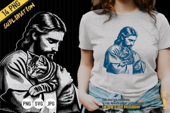 Download Jesus Hugs Cat Retro Shirt SVG PNG - Svg Collection